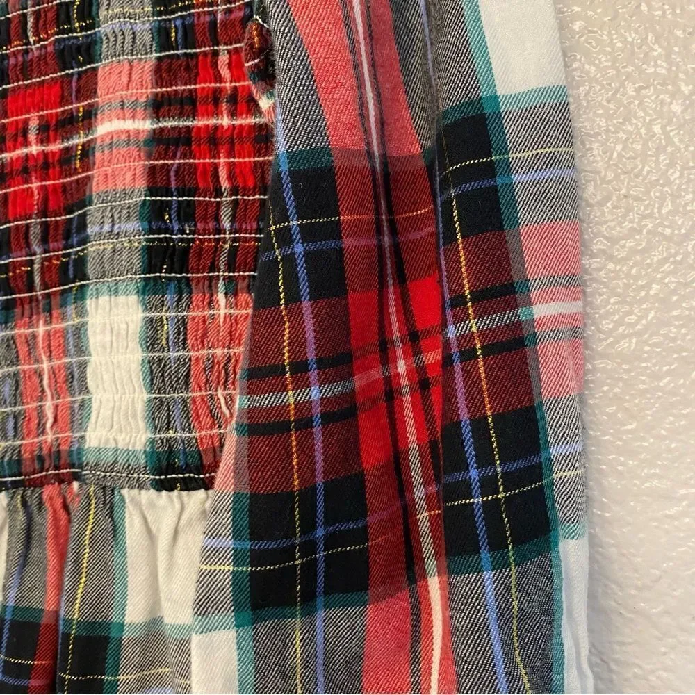 Old Navy girls Plaid Flannel Smocked Long-Sleeve Dress Christmas holiday L 10-12